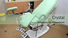  Presentation with consulting - Amazing PPT theme having interior of a gynaecologist consulting backdrop and a mint green colored foreground