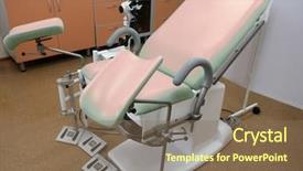  Presentation with room interior design - Theme enhanced with interior of a gynaecologist consulting background and a violet colored foreground