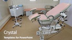  Presentation with talent partnership consulting - PPT theme featuring interior of a gynaecologist consulting background and a coral colored foreground