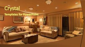  Presentation with interior - Beautiful PPT theme featuring interior of a home den backdrop and a tawny brown colored foreground