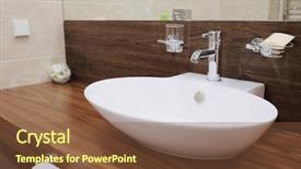  Presentation with hotel bellman - Presentation design enhanced with interior of a hotel bathroom background and a tawny brown colored foreground