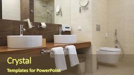  Presentation with bathroom - Colorful presentation design enhanced with interior of a hotel bathroom backdrop and a tawny brown colored foreground