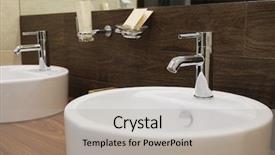  Presentation with hotel training report - Beautiful presentation design featuring interior of a hotel bathroom backdrop and a light gray colored foreground