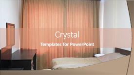  Presentation with hotel - Colorful slide deck enhanced with interior-of-a-hotel-bedroom backdrop and a coral colored foreground