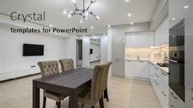  Presentation with dining table - PPT theme with interior-of-a-huge-white background and a light gray colored foreground