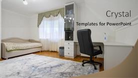  Presentation with interior - Slide set having interior-of-a-large-brightly background and a light gray colored foreground