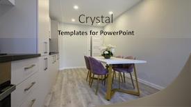  Presentation with dining table - PPT layouts having interior-of-a-large-luxury background and a light gray colored foreground