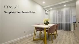  Presentation with dining table - Slides having interior-of-a-large-spacious background and a soft green colored foreground