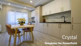  Presentation with dining table - Presentation theme consisting of interior-of-a-large-spacious background and a  colored foreground