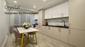  Presentation with dining table - Theme with interior-of-a-large-spacious background and a light gray colored foreground