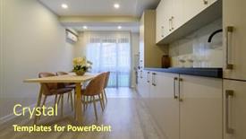  Presentation with dining - PPT theme with interior-of-a-large-spacious background and a violet colored foreground