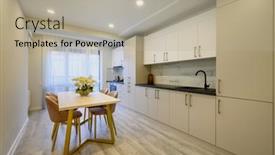  Presentation with dining table - PPT layouts consisting of interior-of-a-large-spacious background and a light gray colored foreground