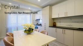  Presentation with dining table - Presentation theme with interior-of-a-large-spacious background and a light gray colored foreground