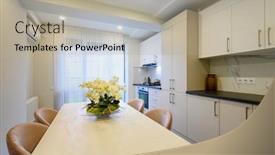  Presentation with dining table - Presentation consisting of interior-of-a-large-spacious background and a light gray colored foreground