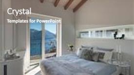  Presentation with bedroom modern - Slides with interior of a loft comfortable bedroom modern design background and a violet colored foreground