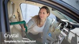  Presentation with car cleaning - Presentation theme enhanced with interior of a luxury car background and a gray colored foreground
