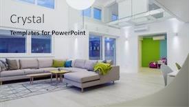  Presentation with interior design - Presentation design featuring interior-of-a-luxury-stylish background and a light blue colored foreground