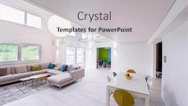  Presentation with interior design - Beautiful theme featuring interior-of-a-luxury-stylish backdrop and a light gray colored foreground