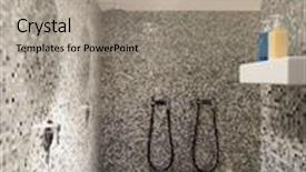  Presentation with steam - Theme enhanced with bathroom shower ceramic tile - interior of a modern house background and a light gray colored foreground