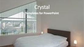  Presentation with bedroom modern - Cool new slides with interior of a modern house bedroom with parquet floor backdrop and a gray colored foreground