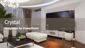  Presentation with living room - Slides with interior of a modern living background and a gray colored foreground