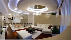  Presentation with living room - PPT layouts featuring interior of a modern living background and a coral colored foreground