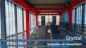  Presentation with pedestrian bridge - Colorful theme enhanced with interior of a pedestrian bridge backdrop and a ocean colored foreground