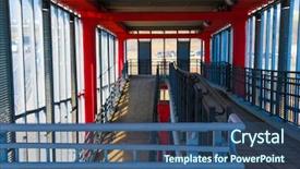  Presentation with pedestrian bridge - Audience pleasing slides consisting of interior of a pedestrian bridge backdrop and a ocean colored foreground