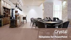  Presentation with restaurant - PPT theme consisting of interior of a restaurant background and a violet colored foreground