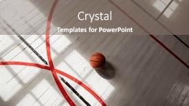  Presentation with basketball court - Presentation theme featuring interior-of-a-retro-basketball background and a gray colored foreground
