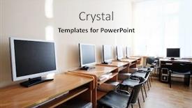  Presentation with class - Audience pleasing PPT layouts consisting of interior of a school class backdrop and a sky blue colored foreground