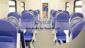  Presentation with coach - PPT theme featuring interior of a train passenger coach background and a coral colored foreground