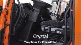  Presentation with truck - Audience pleasing PPT theme consisting of interior of a truck cab backdrop and a dark gray colored foreground