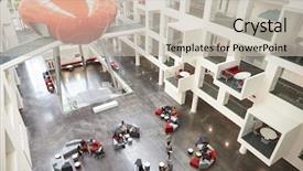  Presentation with university - Cool new theme with interior of a university atrium backdrop and a soft green colored foreground