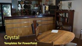  Presentation with bar - Colorful PPT theme enhanced with interior-of-an-empty-bar backdrop and a tawny brown colored foreground