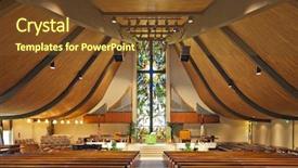  Presentation with church - Beautiful presentation design featuring interior of an empty church backdrop and a tawny brown colored foreground