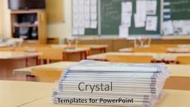  Presentation with class - Amazing theme having interior-of-an-empty-school and a  colored foreground