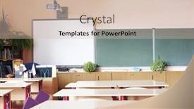  Presentation with class - Slides with interior-of-an-empty-school and a soft green colored foreground