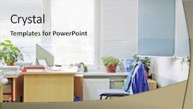  Presentation with class - Slide deck featuring interior of an empty school class background and a light gray colored foreground