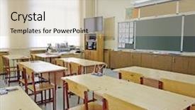  Presentation with class - Colorful PPT layouts enhanced with interior of an empty school backdrop and a soft green colored foreground