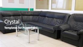  Presentation with house roof and roofing business - PPT layouts having interior of an empty visitor background and a dark gray colored foreground