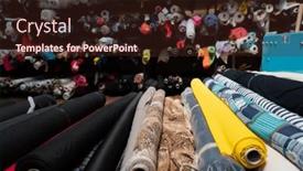  Presentation with colorful fabric - PPT theme featuring interior-of-an-industrial-warehouse background and a wine colored foreground