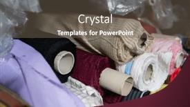  Presentation with colorful fabric - PPT theme featuring interior-of-an-industrial-warehouse background and a tawny brown colored foreground