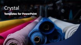  Presentation with colorful fabric - PPT theme enhanced with interior-of-an-industrial-warehouse background and a black colored foreground