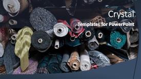  Presentation with colorful fabric - Theme with interior-of-an-industrial-warehouse background and a wine colored foreground