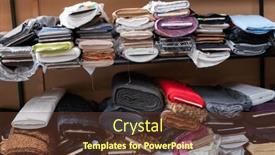  Presentation with colorful fabric - Presentation design with interior-of-an-industrial-warehouse background and a tawny brown colored foreground