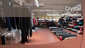  Presentation with colorful fabric - Presentation enhanced with interior-of-an-industrial-warehouse background and a gray colored foreground