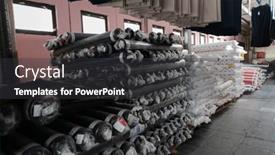  Presentation with colorful fabric - PPT layouts with interior-of-an-industrial-warehouse background and a dark gray colored foreground