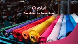  Presentation with colorful fabric - PPT theme enhanced with interior-of-an-industrial-warehouse background and a wine colored foreground