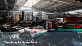  Presentation with colorful fabric - Slide set with interior-of-an-industrial-warehouse background and a ocean colored foreground